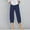 Navy, variant on Up to 65% off! Linen Pants Women Summer Bohemian Beach Plus Size Casual Loose High Waisted Capris Fashion Elastic Waist Solid Wide Leg Pants with Pocket S-3XL
