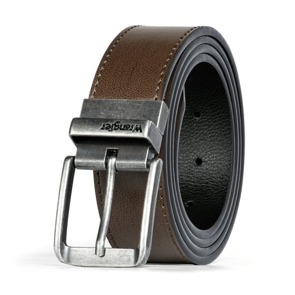 Wrangler Reversible Belt for Men, Men's 2-in-1 Dress Casual Everyday Jean Style Leather Belt, Cut to Fit 36-48 (Regular & Big & Tall Sizing, Brown/Black)