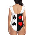 thumbnail image 3 of Bold Mod Design Of The Four Card Suits Ruffled One-Piece Swimsuit Women Sexy Monokini Swimwear New Beach Bathing Suits Mod, 3 of 5