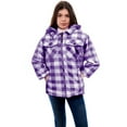 thumbnail image 4 of TrailCrest by Treel Kids Hooded Fleece Jacket – Warm Zip Up Plaid Coat with Pockets, Checkered Winter Outerwear, Purple & White Plaid, 5/6, 4 of 4