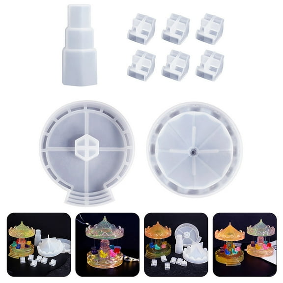HAKIDZEL 1Set Epoxy Silicone Mold Silicone Mold Kit for DIY Craft White Pillar Turntable Roof