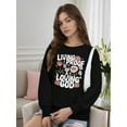 thumbnail image 2 of Women Christian Sweatshirt Living Proof of a Loving God Graphic Shirt Casual Crew Neck Top, 2 of 6
