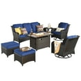 Ovios 7Piece Patio Fire Pit Set Outdoor Conversation Set with Wicker