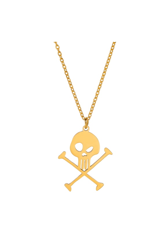 Skull Cross Necklace for Women Men Stainless Steel Retro Punk Crossbones Pendant Necklaces