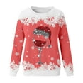 thumbnail image 4 of WEAIXIMIUNG Chandails en Molleton Grande Taille pour Femmes Mode Hiver Décontracté Rouge Verre Flocon de Neige Imprimé de Noël Col Rond Manches Longues Sweat à Capuche, 4 of 4