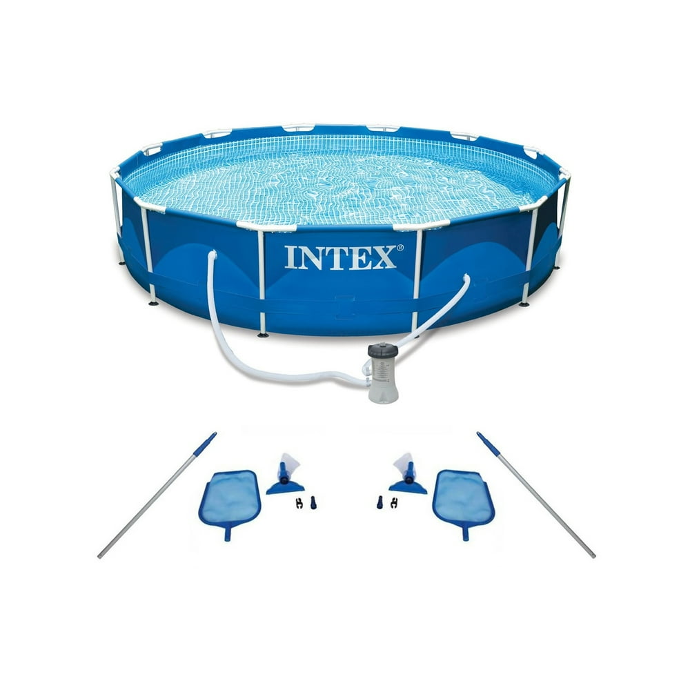 Intex Metal Frame Swimming Pool with Filter Pump and Pool Cleaning Kit