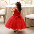 thumbnail image 7 of IBTOM CASTLE Baby Girls Ruffle Layered Tulle Tutu Dress, Bowknot V Back Birthday Party Pageant Formal Infant Gown with Headband 2T Red, 7 of 7