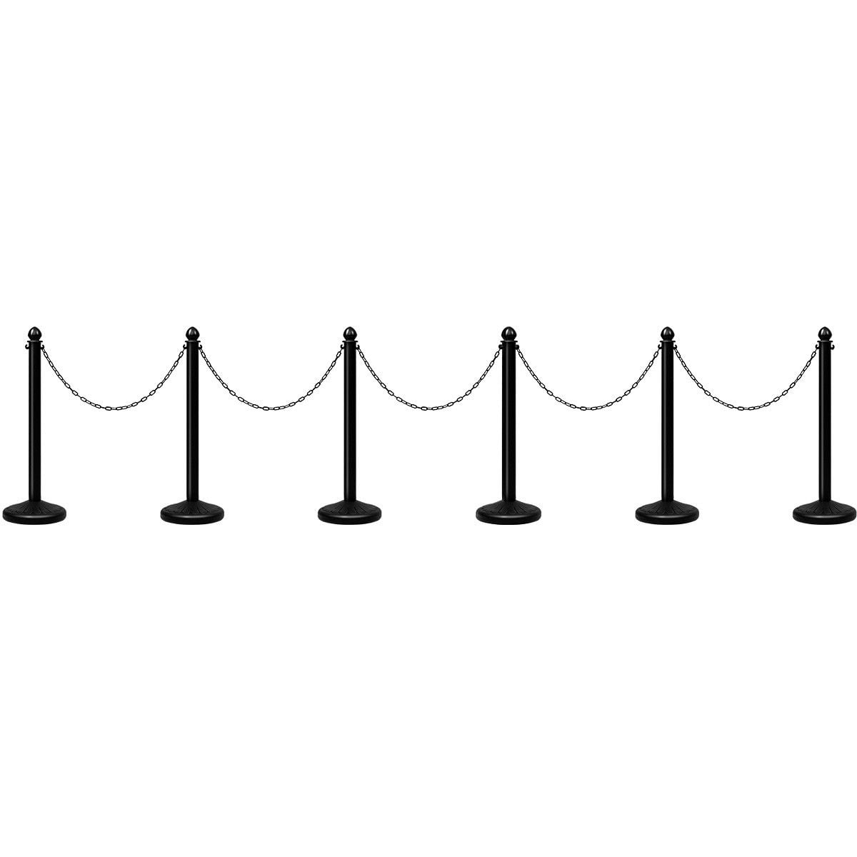 Easy Connect Assembly Goplus 6PCS Plastic Stanchion Set Perfect for Indoor & Outdoor Use C-Hooks & Fillable Base Stanchion Posts Queue Line Pole with 60” Link Chain Crowd Control Safety Barriers 
