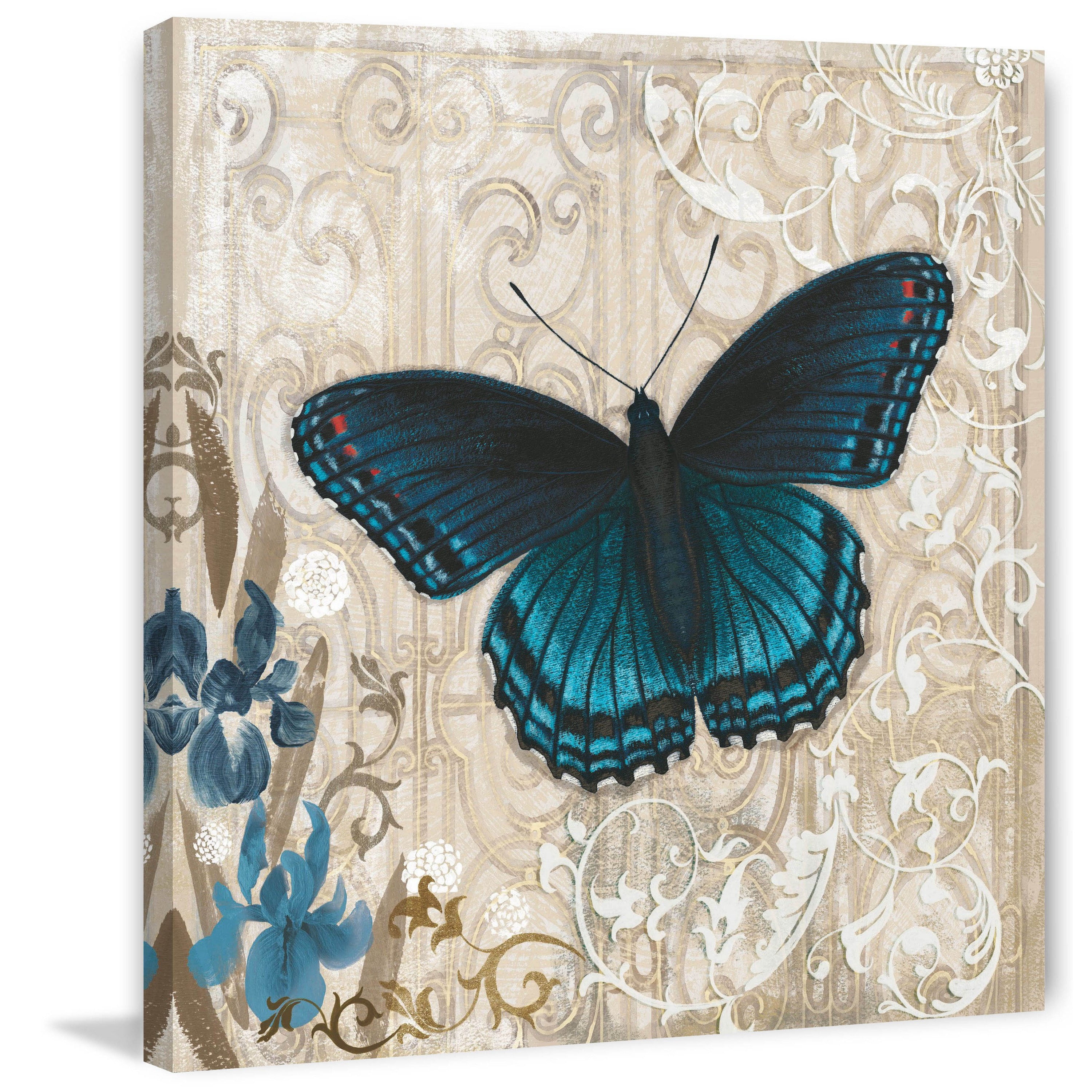 Marmont Hill "Dark Blue Butterfly" Painting Print on Canvas
