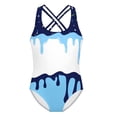 thumbnail image 2 of ZHOGXU Children Kids Girls One Piece Swimsuit Sleeveless Suspenders Ice Cream Print Comfortable Stylish Swimwear For Beach Pool,Blue,9-10 Years, 2 of 5