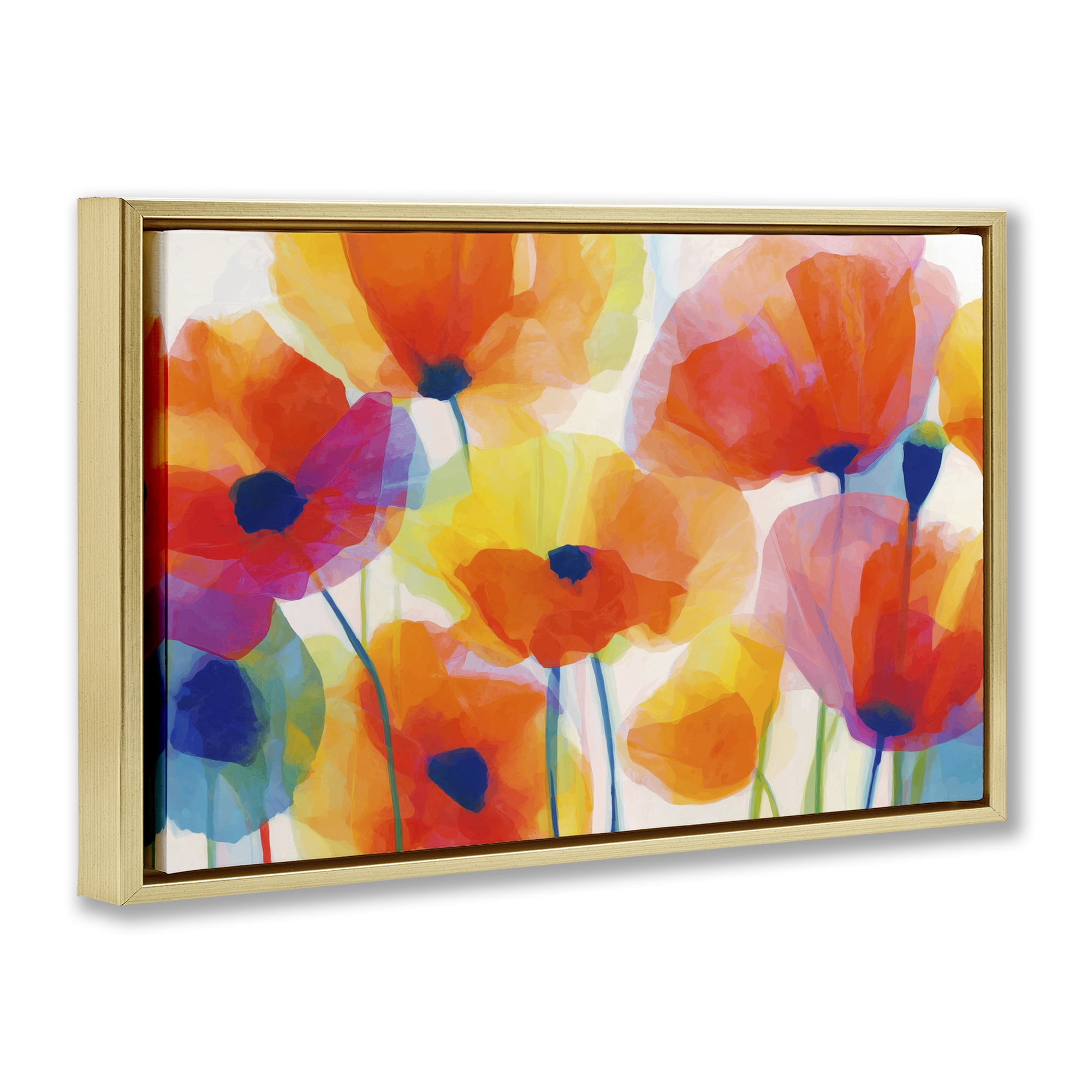 Stupell Industries Poppies At Golden Hour Gold Framed Floater Canvas Wall Art, design by Chromatic Storm Studio
