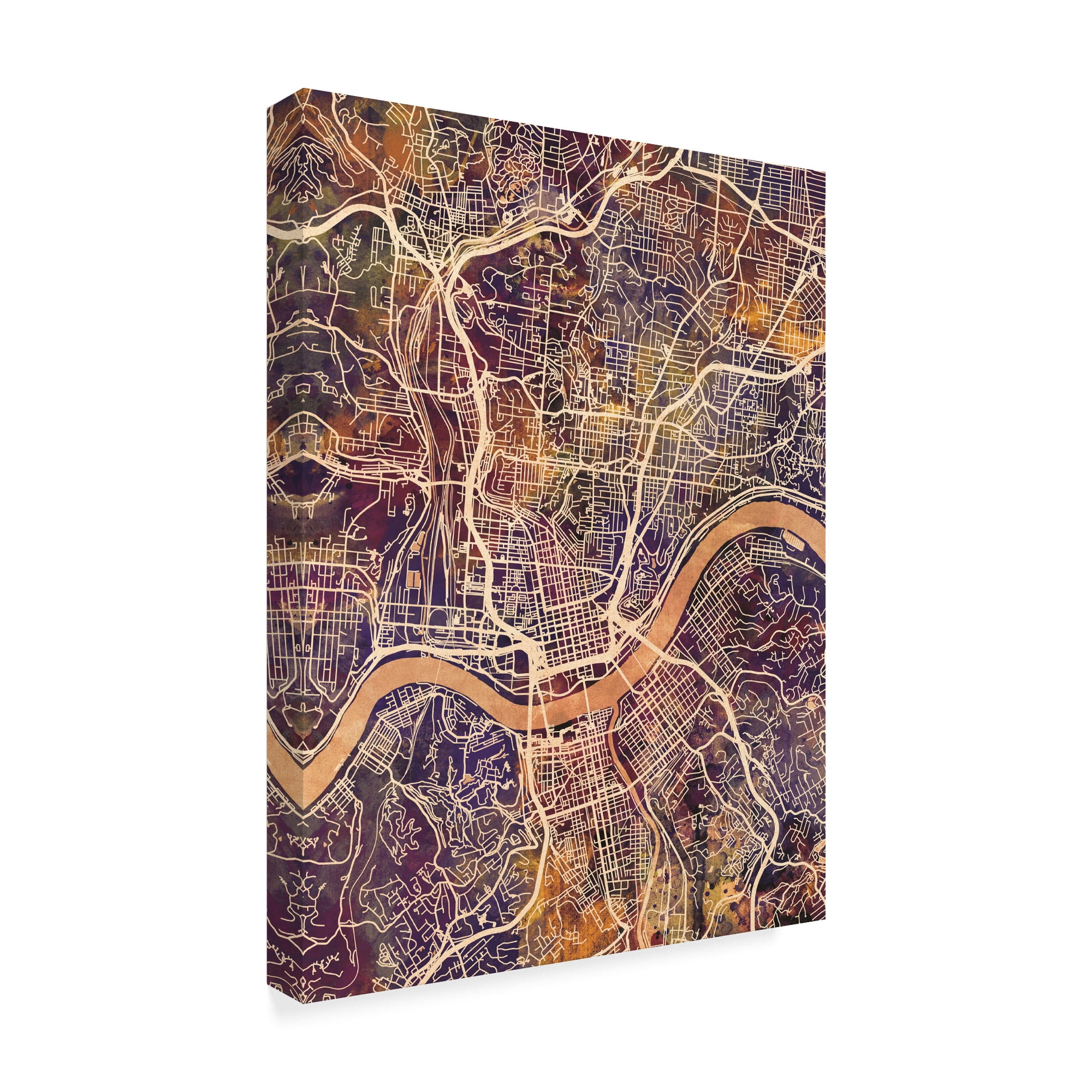 Trademark Fine Art 'Cincinnati Ohio City Map II' Canvas Art by Michael Tompsett
