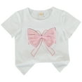 thumbnail image 1 of Cathalem T-Shirts à Manches Courtes pour Filles et Tout-Petits, Col Rond Décontracté, Blanc 110, 1 of 3