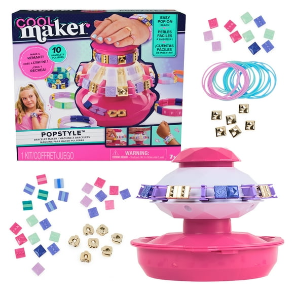 Cool Maker, PopStyle Bracelet Making Kit with 170 Beads, Make & Remake 10 (Packaging May Vary), Arts and Crafts Kids Toys for Ages 7 and up, 170 Stylish Beads, 10 Bracelets & Storage