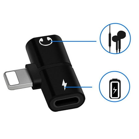 Electrical 7 Pin Double Jack Adapter for Iphone 7 8 Plus X 2 In 1 for 8 Pin Earphone Audio Converter Music Calling Charging Splitter ()
