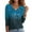 A-Sky Blue, variant on T Shirts Womens Glitter Print Sparkly Party V Neck 3/4 Gradient Color Relaxed Blouse