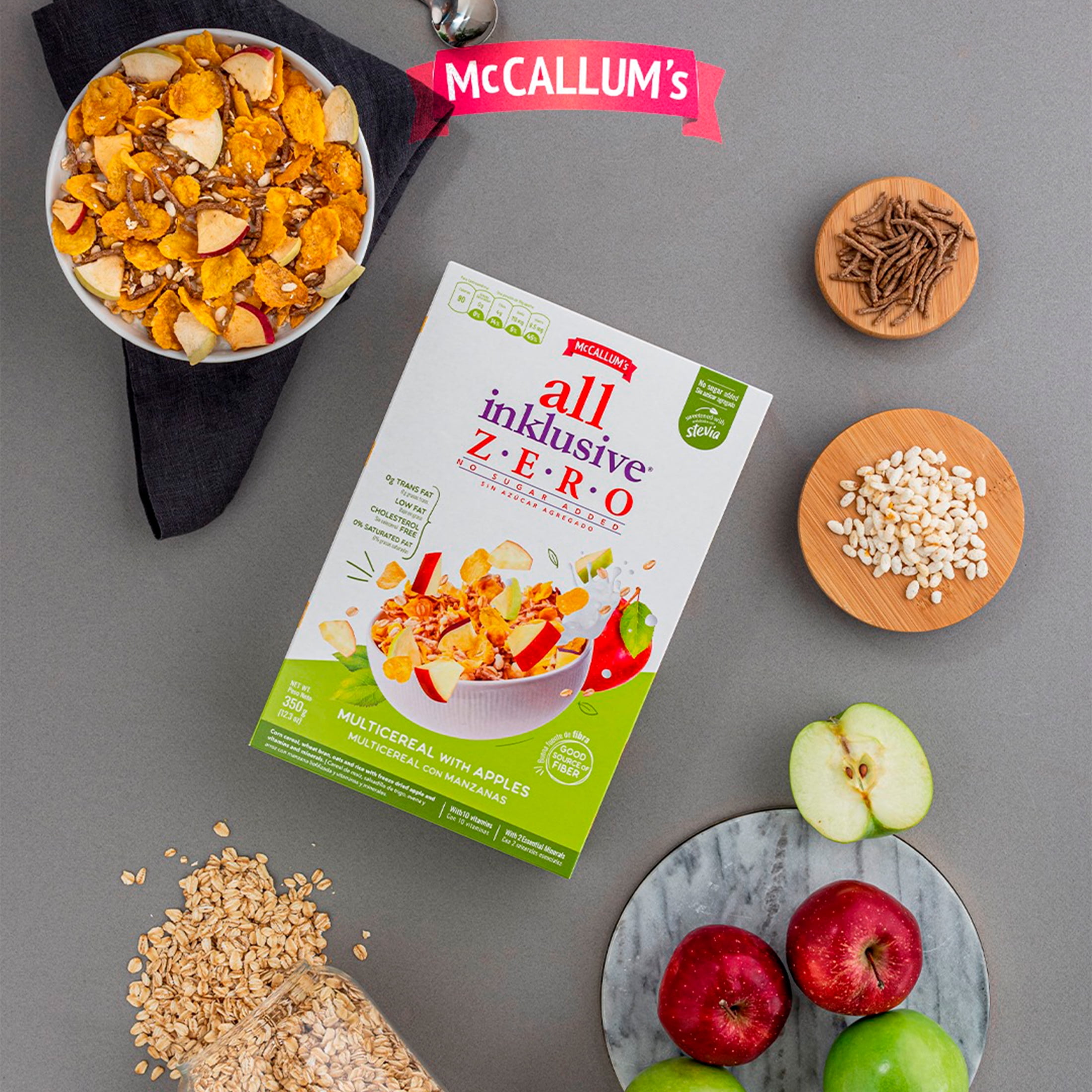 McCallum's All Inklusive Apple Zero - Crunchy Cereal with Apple, Gluten Free (pack of 1)