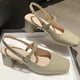 thumbnail image 1 of 2023 nuevos zapatos de tacón bajo para mujer, cabeza cuadrada, moda Retro, tacones altos informales, sandalias de tacón alto que combinan con todo para mujer, zapatos 35 Gao Jinjia LED, 1 of 1