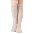 thumbnail image 2 of Harpily Womens Knee High Socks Solid Color Comfortable with Knit Decoration Floor Socks for All Cold Seasons, 2 of 3