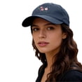 thumbnail image 3 of Hat for Women CQXIDFH Men Hand Embroidered Flower Athletic Cap, Adjustable Size Fitted Baseball Hat for Sports, Beret (Navy, One Size), 3 of 4