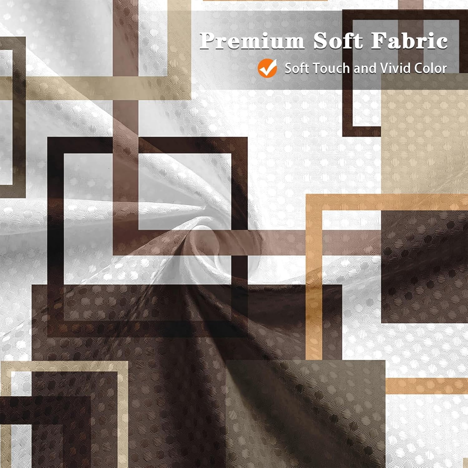 Vintage Brown Shower Curtain Set with Window Curtain, Royal Abstract Line Modern Bathroom Window Curtain with Waterproof Shower Curtain Set for Bathroom Decor