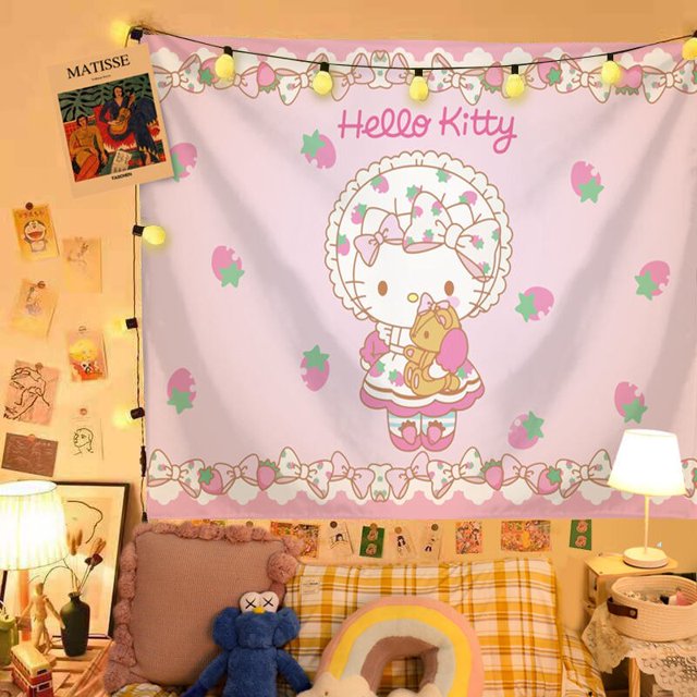 Tapiz de hello kitty para decoración, tela colgante melodada, fondo de montaje en pared para dormitorio de niña, Cinnamorolled