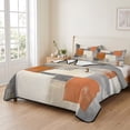 thumbnail image 2 of Twin XL Quilt Set 68''x98'', Burnt Orange Grey Lightweight Summer Bedspread Coverlet Set with 2 Pillow Shams, Modern Abstract Oil Painting Breathable All Season Quilt Bedding for Dorm/Guest Room, 2 of 9