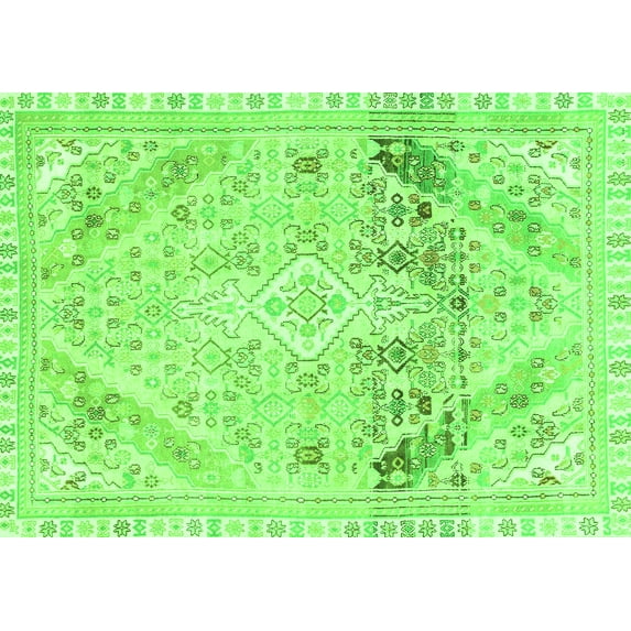 Ahgly Company Indoor Rectangle Abstract Green Modern Area Rugs, 2' x 3'