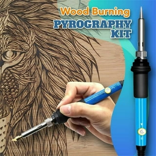Wood Burning Kit, Wood Burning Tool Adjustable Temperature Woodburning  Pyrography Pen Kit for Adults 46 Pcs (Blue)