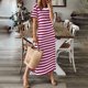 thumbnail image 1 of WILLBEST Vestidos Floreados para Mujer Vestido Casual de Mujer Moderno para Uso Diario Vestido Largo A Rayas Elegante para Primavera Verano con Zapatillas Cómodo y Versátil Grande​​, 1 of 3