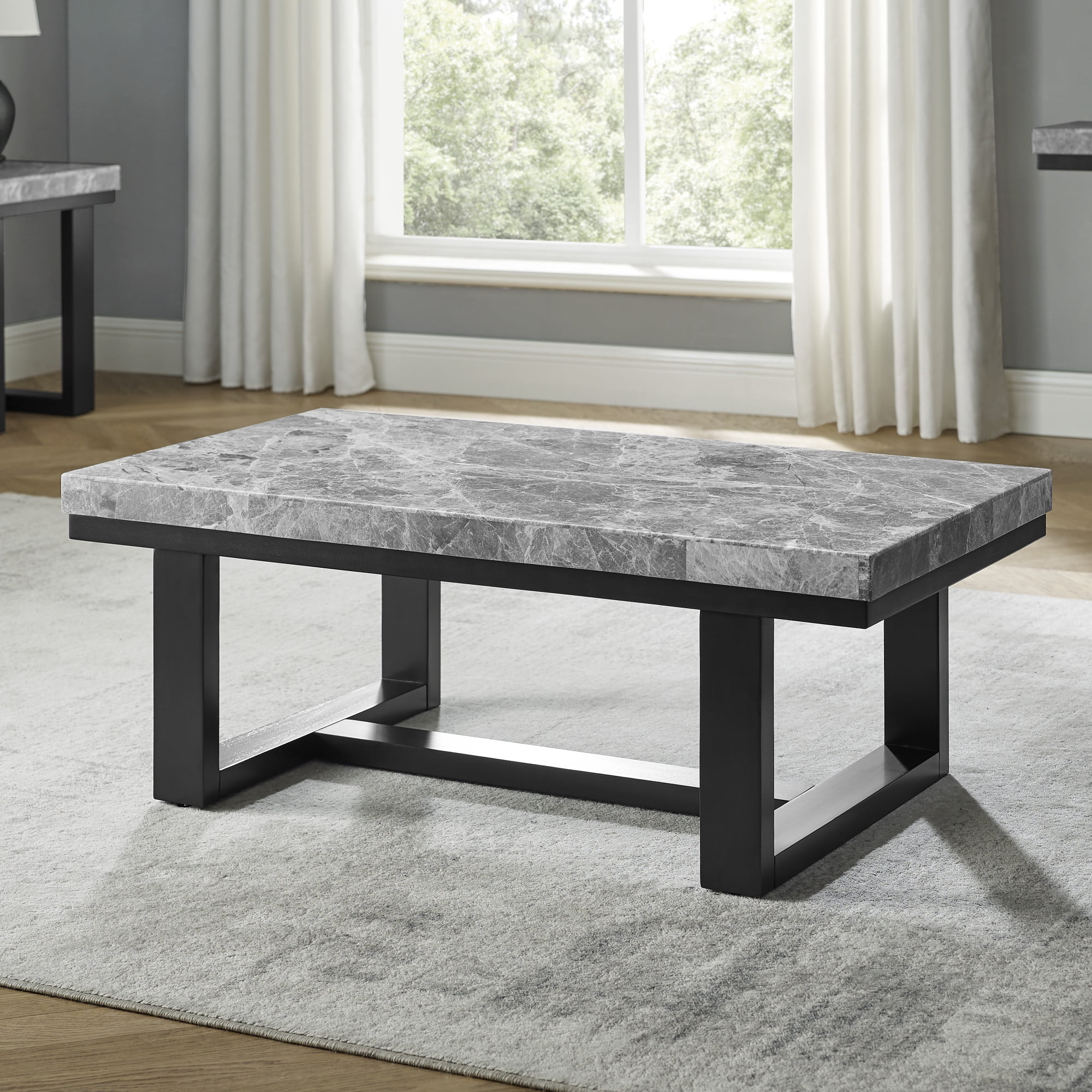 Steve Silver Lucca Gray Marble Top Rectangle Coffee Table