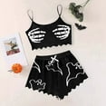 thumbnail image 3 of Ulitacool Halloween Pajamas Women Sleeveless Cami Jammies Paw Graphic Pj Sets Crewneck Top Shorts 2 Pieces Sleepwear Lightweight Nightwear Black Xl, 3 of 4