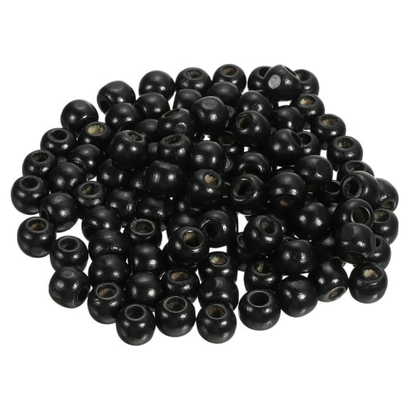 Uxcell Natural Wood Beads, 500Pcs 10mm Diameter Black Round Loose Spacer Beads for DIY Jewelry Bracelet, 4mm Hole