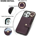 thumbnail image 2 of Allytechgroup iPhone 15 Pro Max Wallet Case, Ring Holder Stand Cards Slots Shockproof Retro Flip Back Cover Phone Case for Apple iPhone 15 Pro Max, Purple, 2 of 7