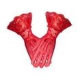 thumbnail image 3 of Guantes cortos de encaje para mujer, guantes de rejilla, lazo, de moda, formales para bodas, transparentes para Rojo, 3 of 9