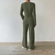 thumbnail image 4 of Women's Knitted Long Sleeve V-Neck Pullover and Front Pocket Wide-Leg Pants Casual Comfortable Home Set Red XXL, 4 of 4