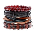 thumbnail image 2 of Fiudx Pulsera de Cuero, Pulsera de Cadena Ajustable, Elegante Accesorio de Correa de Mano, Joyería de Moda para Mujer, Uso Diario Informal, Juego de 4 Piezas Negras Incluido, 2 of 5