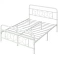 thumbnail image 3 of Yaheetech Vintage Metal Platform Bed Frame with Diamond Pattern Headboard and Underbed Storage, Full, White, 3 of 7