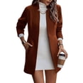 thumbnail image 3 of SLADYGLO Women Open Front Long Sleeve Side Pocket Mid-Length Trench Coat, 3 of 6