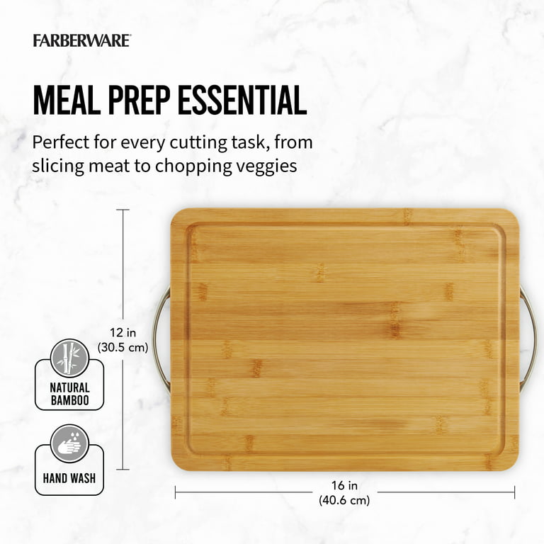 Farberware 12-inch x 16-inch Bamboo Cutting Board with Trench and