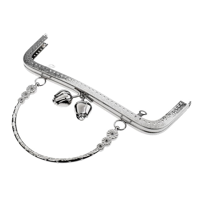 Bolso de mano cuadrado de Metal, marco de bolso, cierre de broche de beso con asa, manualidades DIY, 20cm Astilla Yuyangstore Marco del monedero de metal