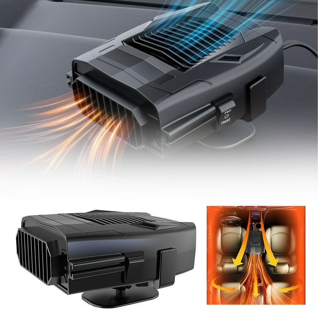 Chauffage de Voiture 12V - ABS, Chauffage Rapide, Décongélation en Verre, Compact, Portable, Idéal pour la Conduite en Hiver