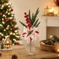 thumbnail image 7 of JeashCHAT Artificial Poinsettia Flower Christmas Picks, 12.6 inch Fake Floral Stem Pine Sprigs with Red Berries for Vase Xmas Table Home Party Decor, 7 of 7