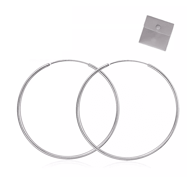 Aretes Arracada Redonda De Plata 925 +bolsa De Tela Plateado