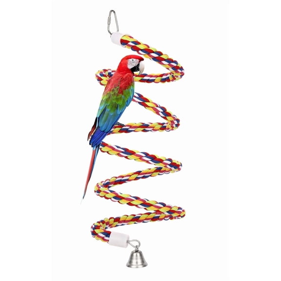 NVAAV Natural Colorful Bead Parrot Toy Rope Bungee Perch for Small Medium Parrot (43 inch Length)