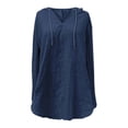 thumbnail image 5 of T Shirts for Women's Cotton Linen Long Sleeved Hooded T Shirt Beach Long Sleeved V Neck Large Pocket Shirt Top Womens Fashion Top Shirts, 5 of 5