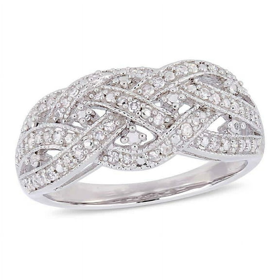 AMOUR 1/4 CT TW Diamond Entwined Ring In Sterling Silver