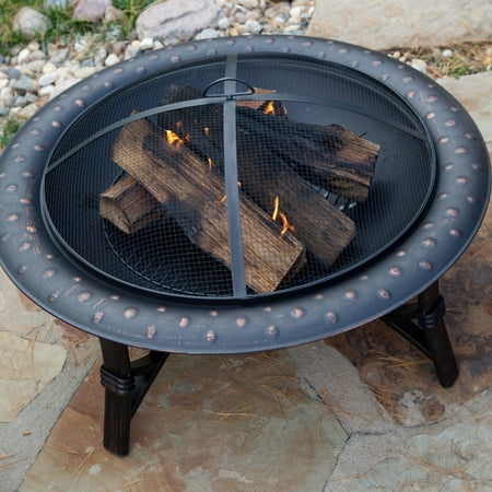 Fire Sense Fire Pit Roman Brushed Painted Steel Legs Wood Burning Lightweight Portable Patio Outdoor Firepit