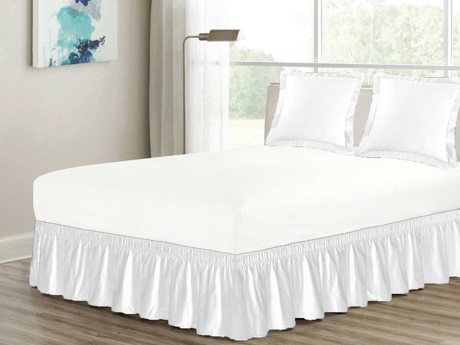 3-Piece Matching Ruffled Bed Skirt Euro Pillow Sham Pair Set Queen Elastic  Wraparound Gray Grey - Walmart.com