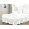 thumbnail image 1 of 3-Piece Matching Ruffled Bed Skirt Euro Pillow Sham Pair Set King Elastic Wraparound White, 1 of 1